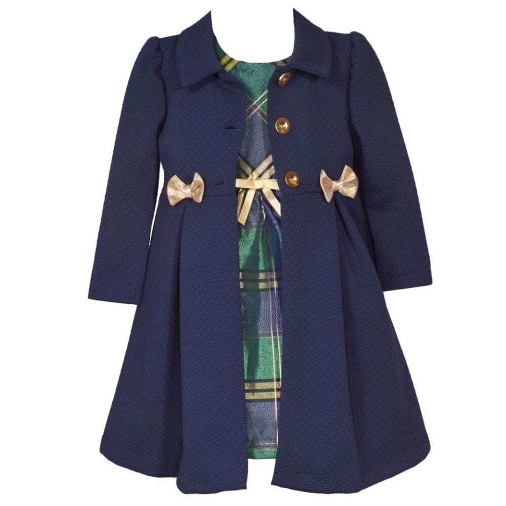 NEW Bonnie Jean Girls 12M-6X Christmas Holiday Dress Coat Set